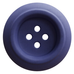 Blue sewing button isolated on white, transparent, 3d