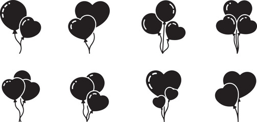 Heart Balloon Icons Vector Set.