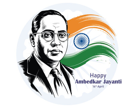 Indian freedom fighter Dr. Babasaheb Bhimrao Ambedkar Jayanti 14 April, Ambedkar Vector, and Typography.