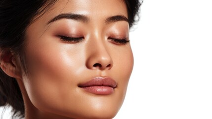 Fototapeta premium Beautiful Asian Woman Wearing Natural Makeup in Soft Portrait with Calm Expression