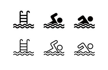 Swimming and swimmer icons, swimmer logo