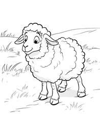 Obraz premium Coloring for children and adults, coloring of the animal world, sheep.