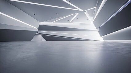 Obraz premium Modern minimalist interior with futuristic lighting design