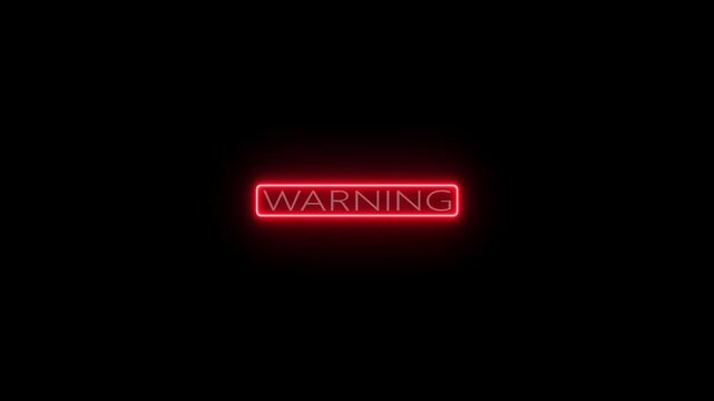 Glowing red neon system warning symbol icon that represents danger. Futuristic digital security concept suitable for access restriction messages and technology related warning on black background.
