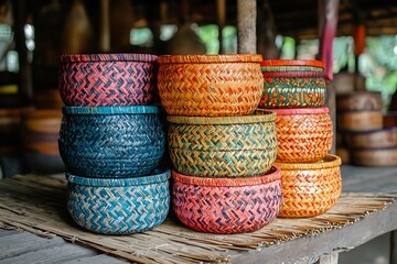 Cultural crafts and decorative baskets high resolution picture