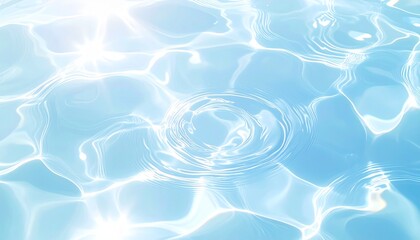 Bright Water Surface with Ripples and Light Reflection　光が反射する明るい水面と波紋の背景イラスト