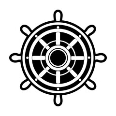 Obraz premium Glyph Style Ship Wheel Symbol