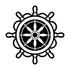 Obraz premium Glyph Style Ship Wheel Symbol