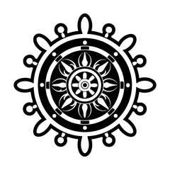 Obraz premium Glyph Style Ship Wheel Symbol