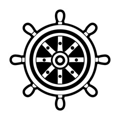 Obraz premium Glyph Style Ship Wheel Logos 