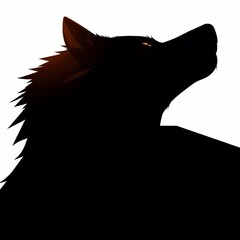 Geometric wolf silhouette, low angle, sharp lines, abstract pattern, dynamic energy,  low angle, wolf