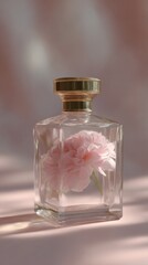 A delicate pink blossom encapsulated in glass, whispering secrets of Hanami and National Fragrance Day with ethereal grace