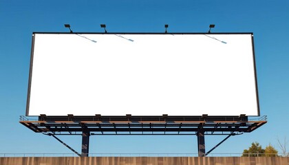 Giant empty billboard, stark white against a blue sky,  expansive,  structure