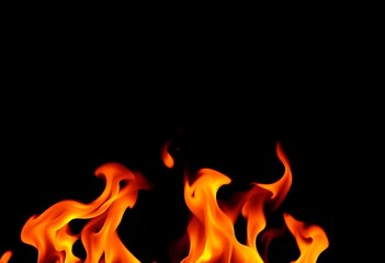 Intense orange and yellow flames dancing against a dark background,  element,  sparks