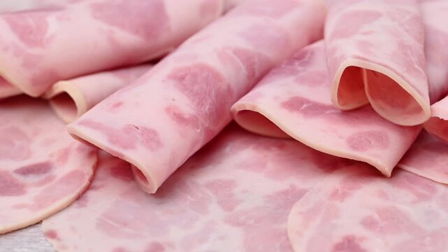 video of sliced ​​ham