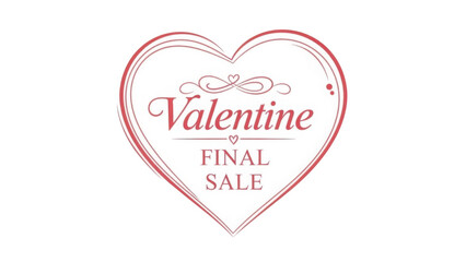 Hand drawn vintage red heart frame with "Valentine FINAL SALE" message vector graphic. isolated PNG with Transparent Background