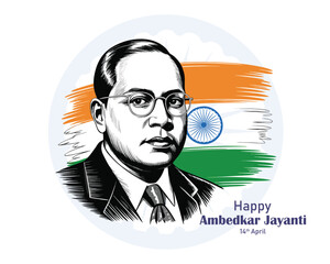 Indian freedom fighter Dr. Babasaheb Bhimrao Ambedkar Jayanti 14 April, Ambedkar Vector, and Typography.