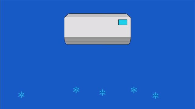 A blue background with a white air conditioner on it