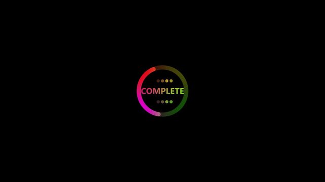 Colorful Circular with Complete Text and Dots Animation on Black Background digital vibrant colors d