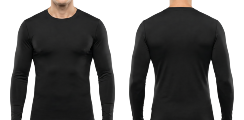 Black Long Sleeve T-Shirt Front and Back View - Men's Apparel