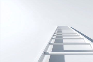 sleek white ladder leading upward in a bright, minimalistic setting