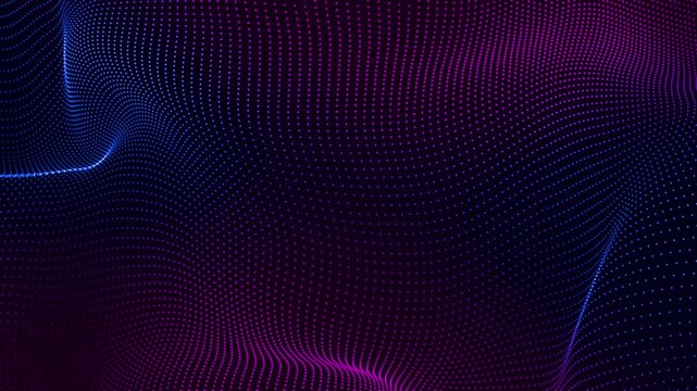 abstract blue and pink background with wave grid lines animation, futuristic ai technology and science social media motion background