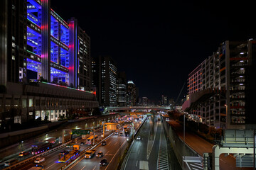 Futuristic Fuji TV Building, Odaiba Night