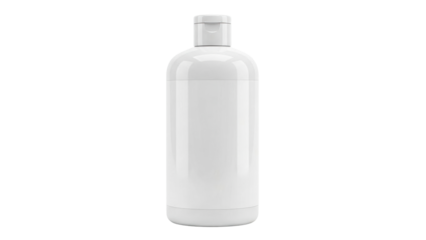 Sleek white plastic bottle with a convenient fliptop cap for packaging various liquid products like shampoo, conditioner, lotion, or cleaning solutions, ideal for product branding and