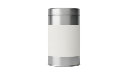 Sleek metal tin with a customizable blank label, perfect for showcasing your premium products or branding designs for food, cosmetics, or household items