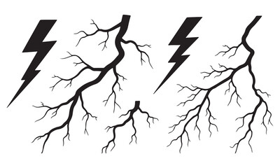 Lightning Bolt with Roots Clipart - Thunderstorm Graphics & Electric Lightning Designs