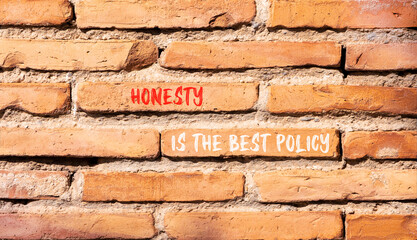 Honesty is the best policy symbol. Concept words Honesty is the best policy on beautiful brick...