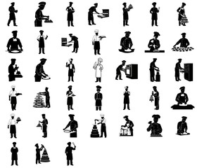 silent masters of flavor bakings journey from concept to delight set, vector isolated on transparent background