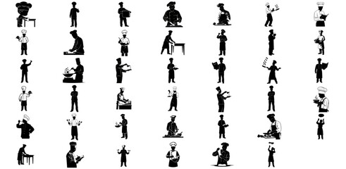 culinary narratives crafting edible stories through dedicated skill and creative vision set, vector isolated on transparent background