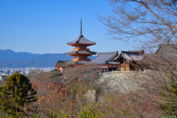 Kiyomizu-dera is a beautiful temple in the city of Kyoto in Japan