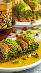 Delicious Pistachio Baklava - A Sweet Middle Eastern Treat.