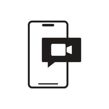 Smartphone Video Calling Chat Glyph Icon