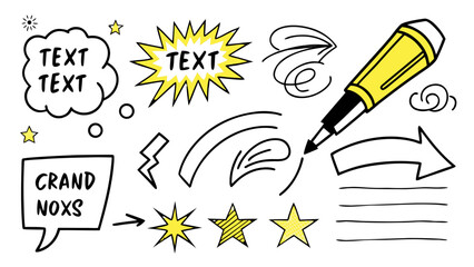 Vibrant yellow explosion and starburst effects on black background