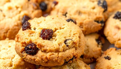 Delicious Raisin Cookies - A Close-Up View of Homemade Treats.