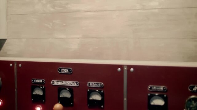 The control panel for detonating an atomic bomb at a testing ground in the Soviet Union