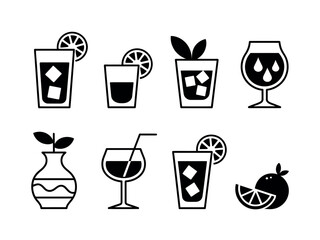 Black and White Cocktail Icons
