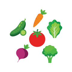 A vibrant collection of fresh and colorful vegetables perfect for healthy eating vector illustration