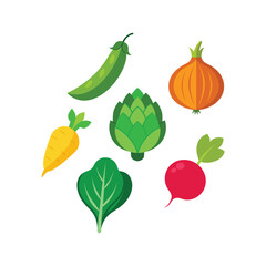 A vibrant collection of fresh, colorful vegetables showcasing healthy eating and organic produce vector illustration