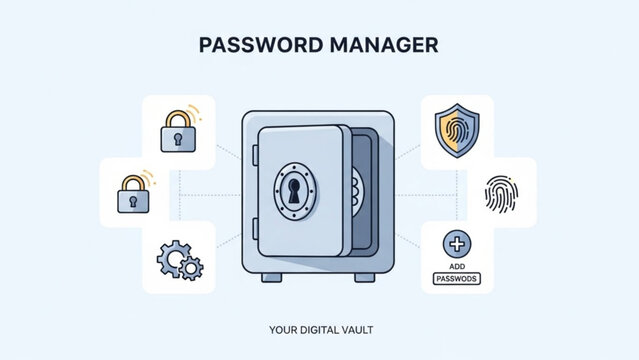 Secure password management with digital vault and biometric protection