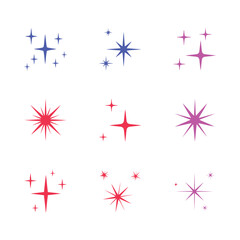Fototapeta premium Sparkle Star Icon Set Vector Light Glow Shapes Isolated
