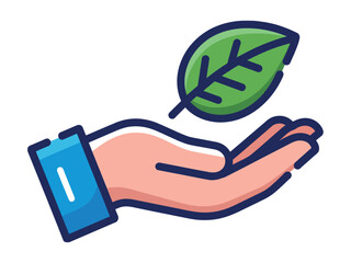Eco Friendly Concept with Hand Holding Green Leaf