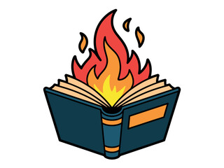 Burning Book with Flames Rising