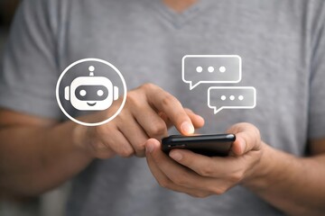 AI tech chatbot concept. Digital chatbot, Artificial intelligence technology automatically responds to online messages to help customers instantly.
