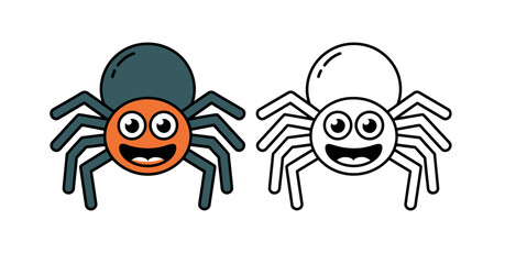 Colorful Cartoon Spider Illustrations Set