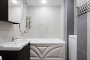 modern bathroom room with toilet and washing machine