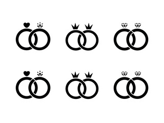 Wedding Ring Icon Set Designs